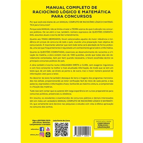 Livro Racioc Nio L Gico E Matem Tica Para Concursos Manual Completo