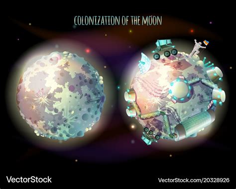 Colonization of moon concept Royalty Free Vector Image