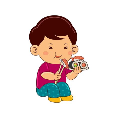 niños comiendo Japón comida vector ilustración 26617633 Vector en Vecteezy