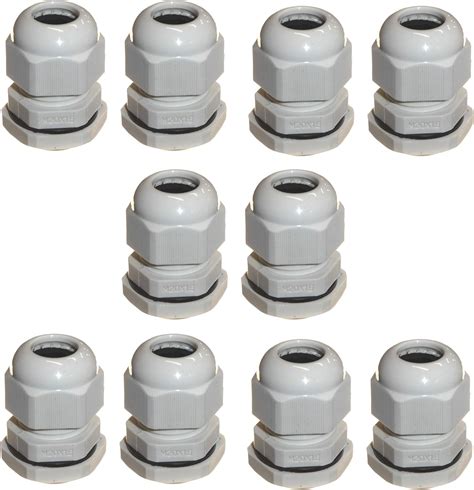 10 Pack M20 20mm TRS Stuffing Compression Glands For 6 12mm Cable Grey