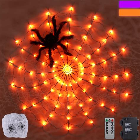 Halloween Decoration Spider Web Lights With Timer 96 Led