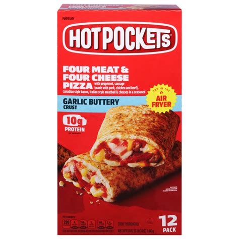 Save On HOT POCKETS 4 Meat 4 Cheese Pizza Garlic Buttery Crust