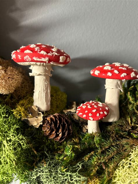 Pc Set Red Amanita Natural Look Woodland Mushroom Moss Wreath Wedding