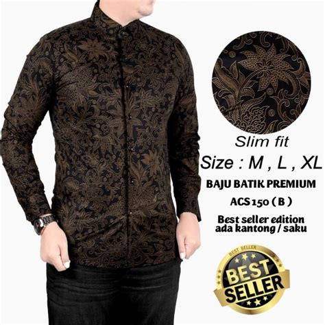 Jual Baju Batik Pria Slim Fit Modern Elegan Kemeja Batik Pria Slim Fit