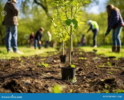 Group Of People Planting Trees In A Park Stock Illustration Illustration Of Scene Organic