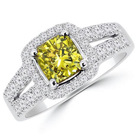 176ct Canary Yellow Diamond Engagement Ring 18k White Gold