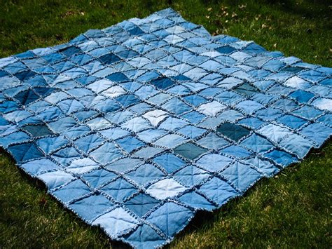 Upcycled Denim Rag Quilt Queen Size Jean Quilt Handmade Etsy