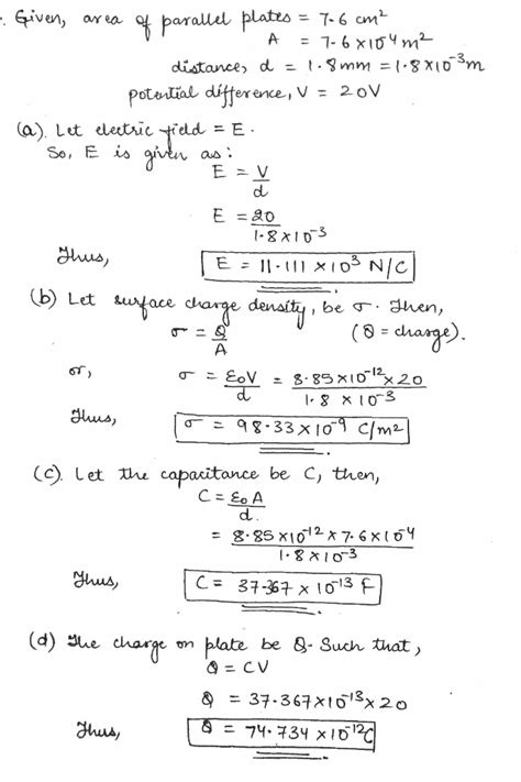 Calculating CapacitanceAn Air Filled Capacitor Consists Of Two Parallel