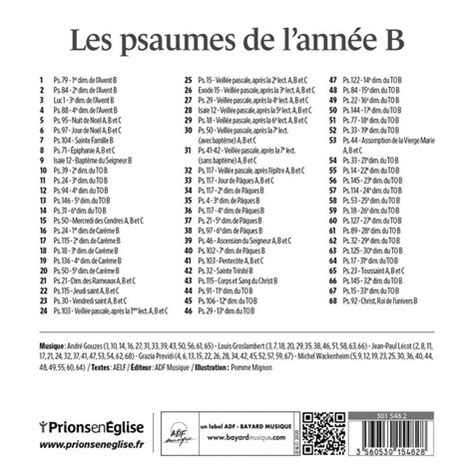 Prions En Glise Les Psaumes De L Ann E B De Adf Musique Editions