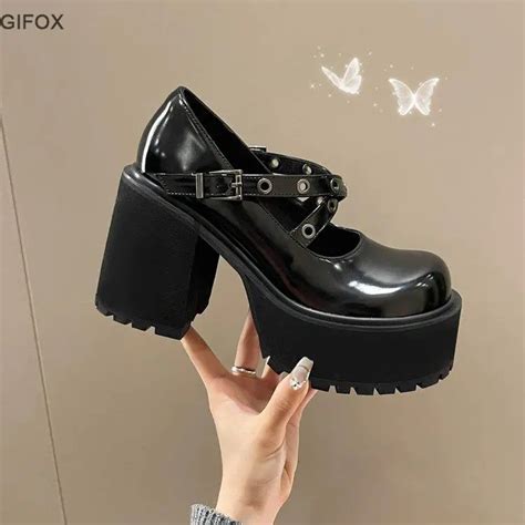 GIGIFOX Zapatos De Tac N Medio Con Plataforma Mary Jane Para Mujer