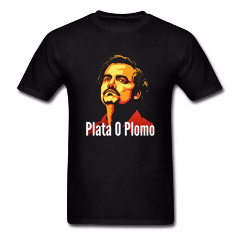 Pablo Escobar Narcos T Shirt Plata O Plomo Male Funny T Shirts