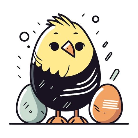 Premium Vector Easter Chicken With Eggs Vector Illustration In Doodle