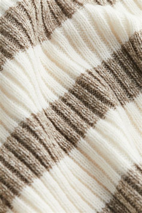 Rib Knit Jumper Beige Marl Striped Ladies Handm Gb