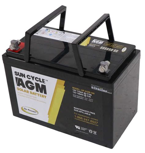 Go Power Sun Cycle Solar Battery Agm 12v 100 Amp Hour Group 27 Go Power Accessories And