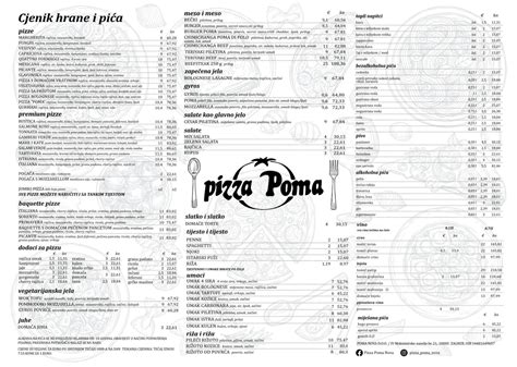 Cjenik Pizza Poma