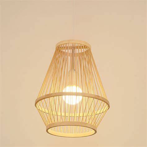 OUKANING Vintage Birdcage Style Bamboo Wicker Rattan Shade Pendant