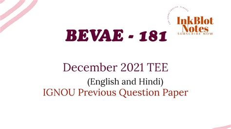 BEVAE 181 DECEMBER 2021 Question Paper IGNOU Previous Question Papers