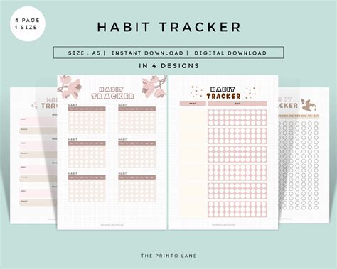 Habit Tracker Habit Tracker Printable Habit Tracker Etsy