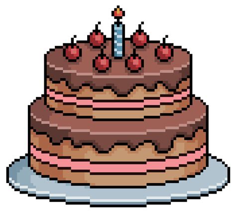 Pixel art birthday cake vector icon for 8bit game on white background 9726519 Vector Art at Vecteezy