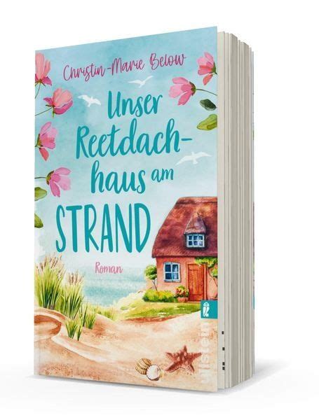 A Book With An Image Of A House On The Beach And Flowers Growing Out Of It