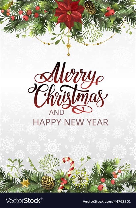 Christmas Greeting Card Template With Pine Vector Image