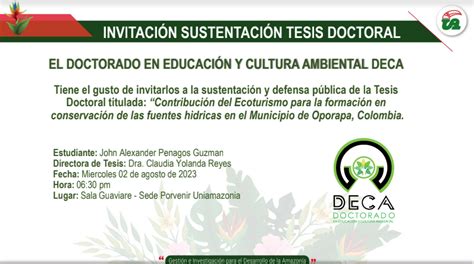 Sustentaci N Y Defensa P Blica De La Tesis Doctoral Contribuci N Del