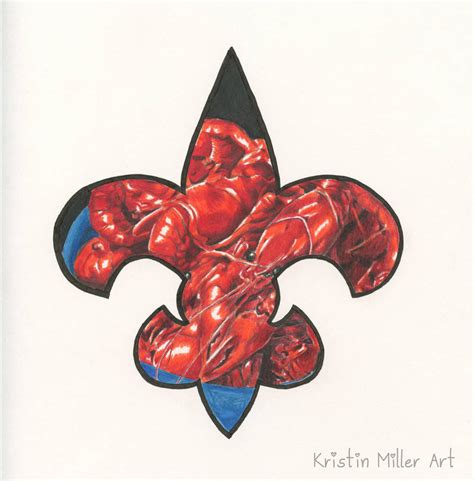 Fleur De Lis Red Crawfish By Kristinmillerart On Deviantart