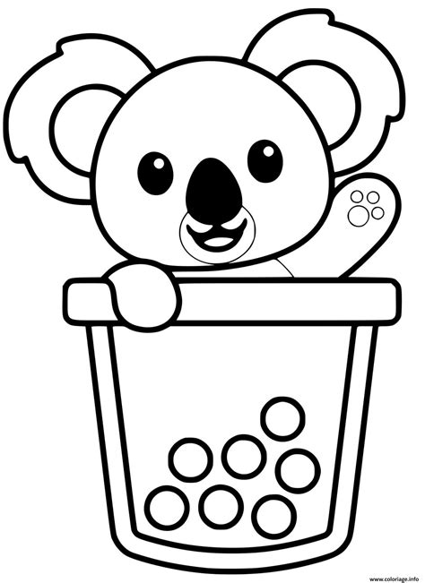 Coloriage Koala Mignon Dans Un Bubble Tea Dessin Koala à Imprimer