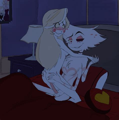 Rule 34 1boy 1girls Angel Dust Hazbin Hotel Anthro Arachnid Arthropod Ass Balls Bed Blonde