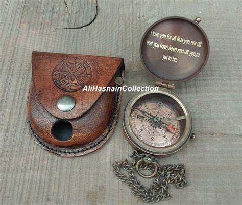 Custom Personalized Compass Engraved Brass Compass Etsy