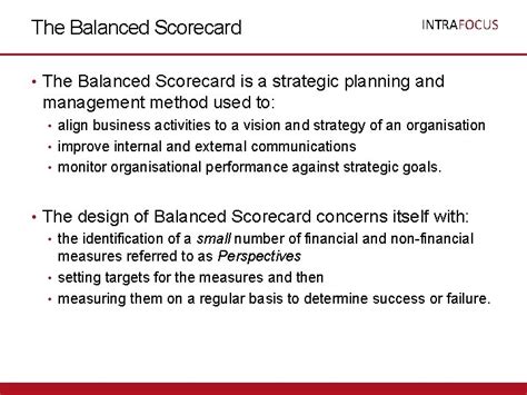 Intrafocus Balanced Scorecard Presentational Templates The Balanced