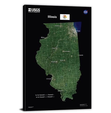 Illinois USGS Landsat Mosaic 2022 Canvas Wrap