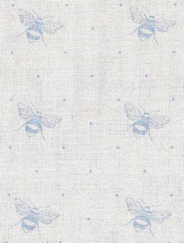 Peony Sage S Just Bees Printed In Swedish Blue On Linen French