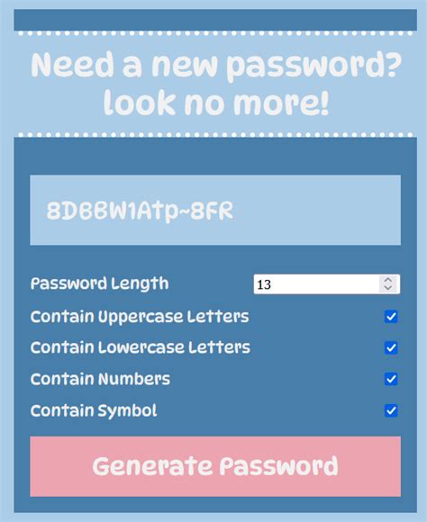 GitHub Jenny Svensson PasswordGenerator A Password Generator Made