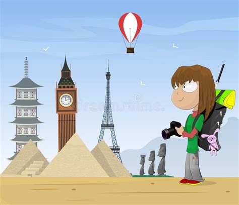 Fashion Cartoon Girl Travels Vector Stock Vector Illustration Of