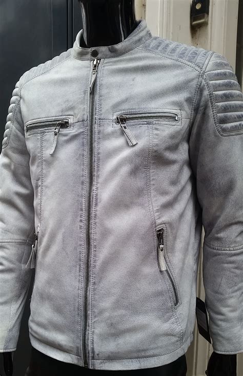 Witte Leren Jas Heren Leather City