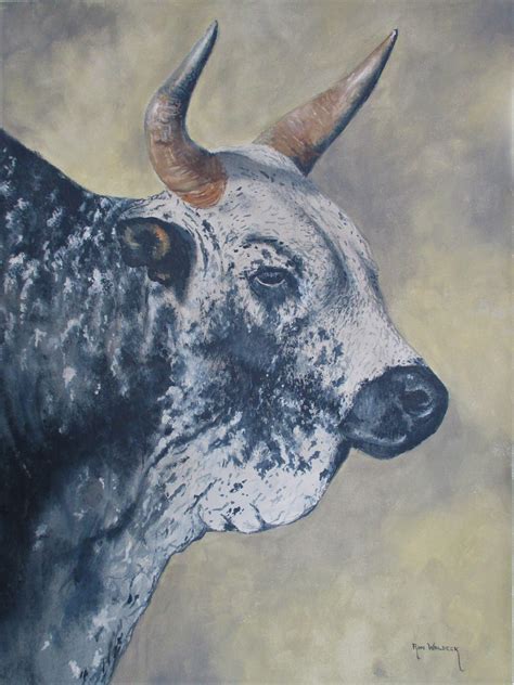 Ron Waldeck Nguni Bull Acrylic Painting On Canvas Size X Cm R