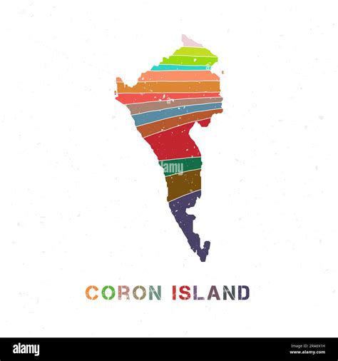 Diseño De Mapa De Coron Island Forma De La Isla Con Hermosas Ondas Geométricas Y Textura Grunge