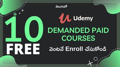 Top 10 Paid Udemy Courses For Free With Certificate Video In Telugu 🔥