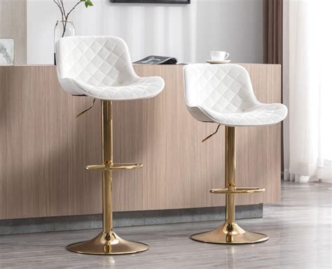 Amazon CIMOTA Swivel White Bar Stools Set Of 2 Adjustable Counter