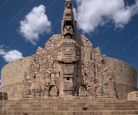 Traffic Circle Sculpture Monumento A La Patria In Merida City Mexico