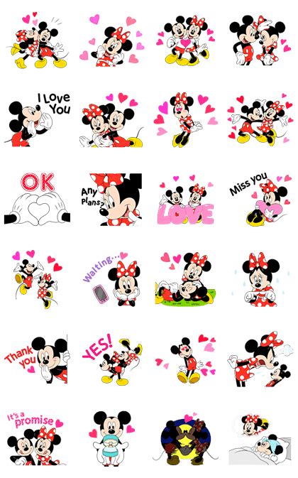 Express Your Love With Mickey And Minnie Mouse Animated Stickers