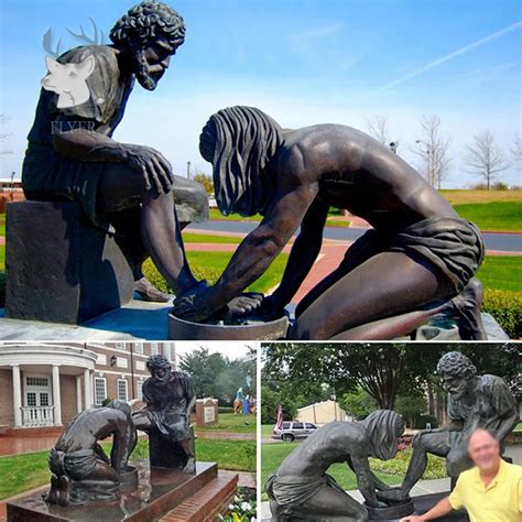 Bronze Statue Of Jesus Washing The Disciple Peters Feet In Witness