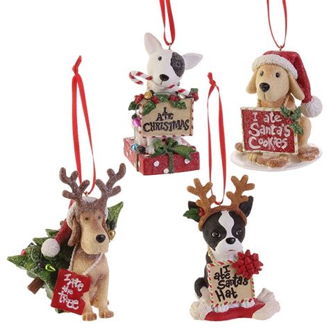 Raz Imports Christmas Decor Resin Puppy Dogs Ornament 4c Set