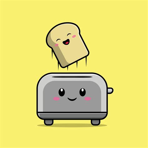 Cute Toaster With Bread Cartoon Vector Icon Illustration. Breakfast ...