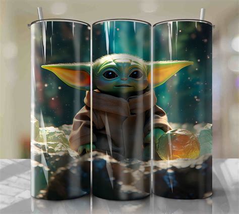 Baby Yoda Comic Style Png Wrap Tumbler Instant Download