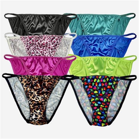 Satin String Bikini Panties 8 Pack Xl Gem