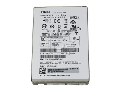 Hgst Ultrastar Ssd Mm Husmm Ass B Gb Gbps Emlc Wi Dwpd Tcg