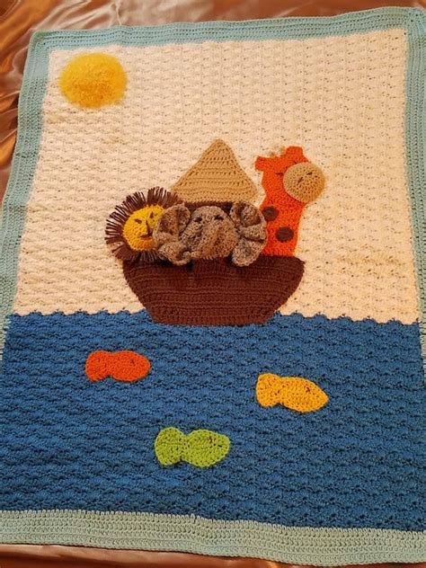 Noahs Ark Crochet Baby Blanket In Three D