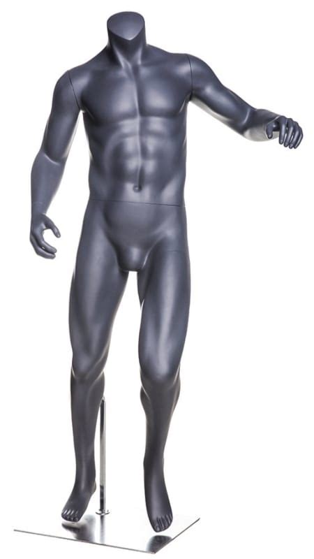 Headless Matte Gray Soccer Mannequin Kicking Pose